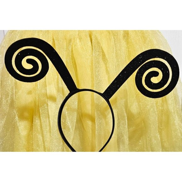 Bumblebee Costume Dress Wings Antennae Headband Buzzy Bee Halloween Girls LG - Picture 3 of 5